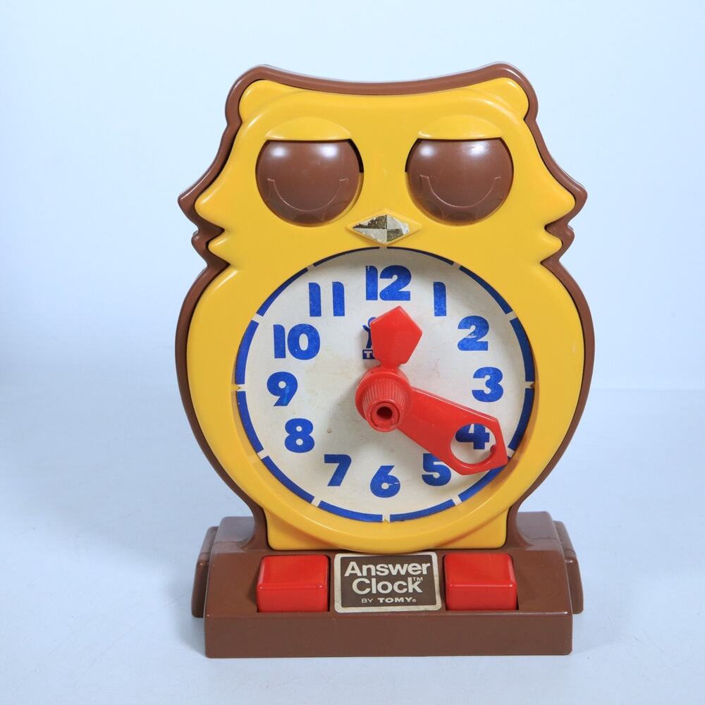 Vintage TOMY Answer Clock Owl Educational Time Learning Toy 1978 Hong Kong